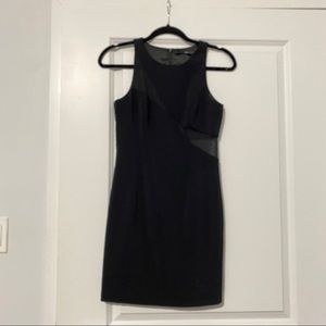 Black Mini Dress with Mesh Cutouts